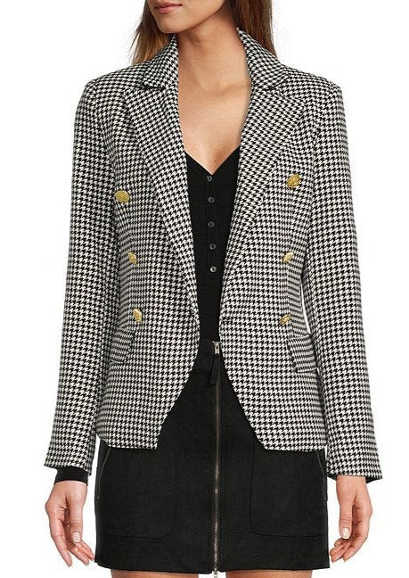 women houndstooth check blazer
