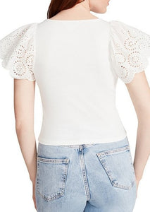 eyelet sleeve rib top