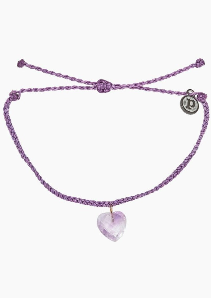 stone heart purple string bracelet