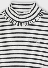 Load image into Gallery viewer, girls lurex stripe mock neck tee
