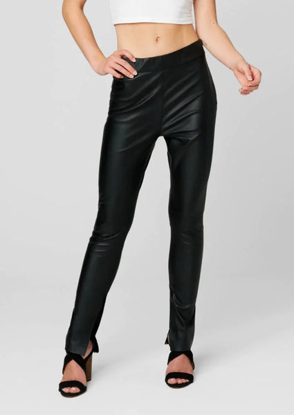 women welt pocket vegan leather legging