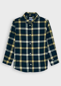 boys navy check shirt