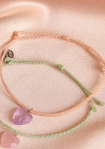 stone heart rose string bracelet