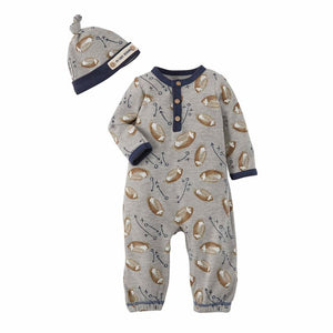 baby football coverall & hat