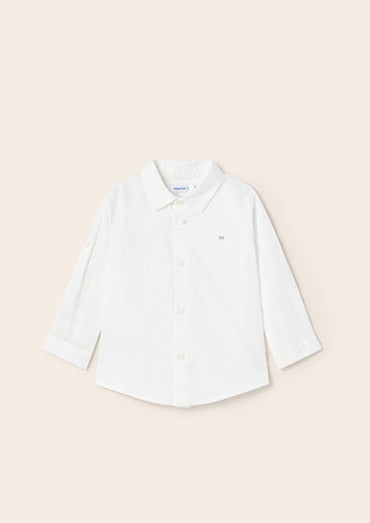 boys long roll up sleeve linen shirt