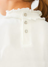 Load image into Gallery viewer, girls ruffle trim puff mock nect top

