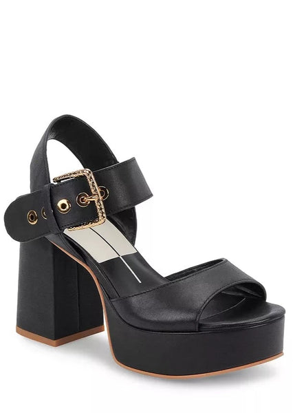 platform leather heel sandal