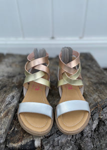 girls metallic strappy sandal