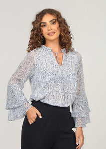 tiered sleeve dots blouse