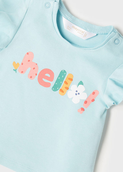 baby girl flutter sleeve hello tee