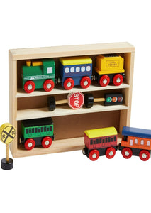 kids boxed wood train set