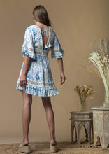 Load image into Gallery viewer, print v-neck flutter sleeve dress
