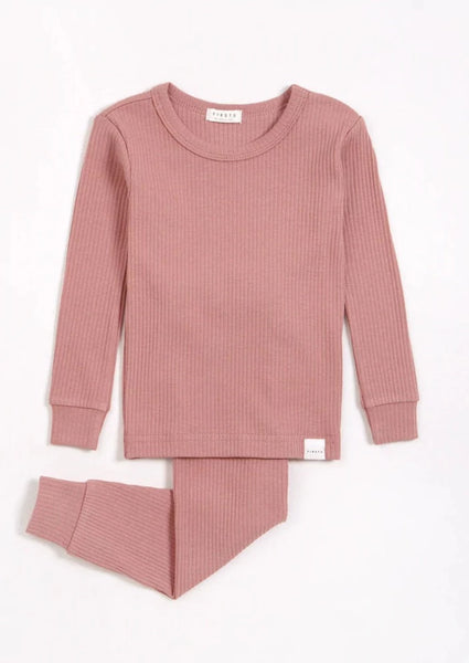 girls 2 piece rib top + pant set