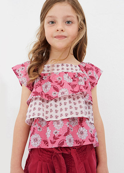 girls floral tiered top