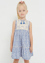Load image into Gallery viewer, girls crochet trim print dress
