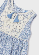 Load image into Gallery viewer, girls crochet trim print dress
