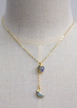 Load image into Gallery viewer, heart&amp;moon y necklace
