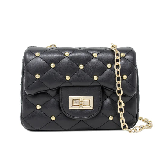 girls quilted stud bag