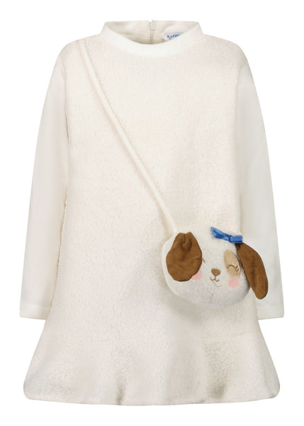 girls shearling dress & bag
