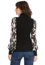 Load image into Gallery viewer, mock neck rib sheer sleeve top
