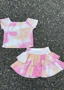 girls crepe tie dye ruffle skirt