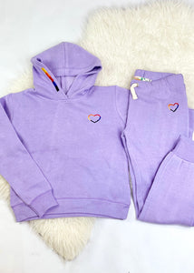 girls heart embroidery jogger