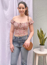 Load image into Gallery viewer, rib floral cap sleeve tee
