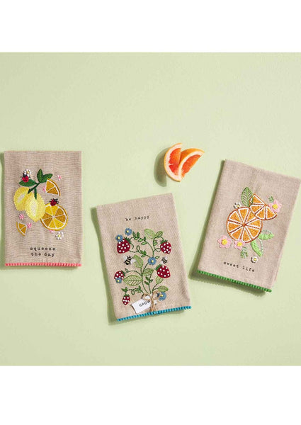 fruits embroidered towel