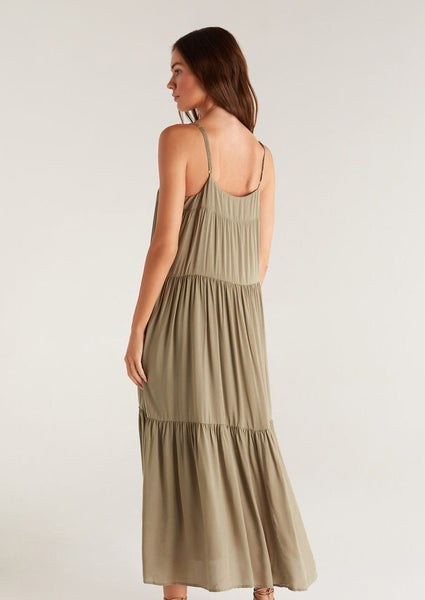 rayon tiered maxi dress