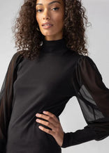Load image into Gallery viewer, mesh sleeve mock neck top
