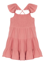 Load image into Gallery viewer, girls pink smocked gauze dress
