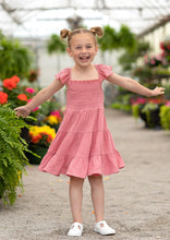 Load image into Gallery viewer, girls pink smocked gauze dress
