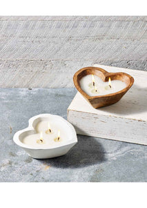 wood heart candle