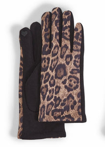 lined leop print gloves
