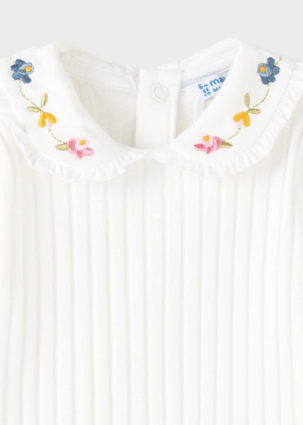 girls flower collar rib polo