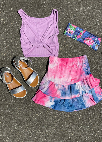 girls rib knot front tank