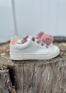 girls laceup sneaker with pom