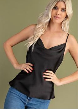 cowl neck satiny cami
