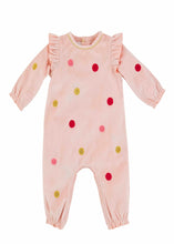 Load image into Gallery viewer, baby velour dot coverall
