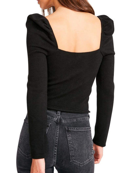 knit hook & eye long sleeve crop top