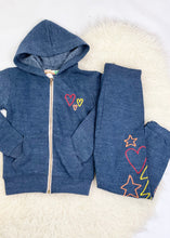 Load image into Gallery viewer, girls heart embroidery jogger
