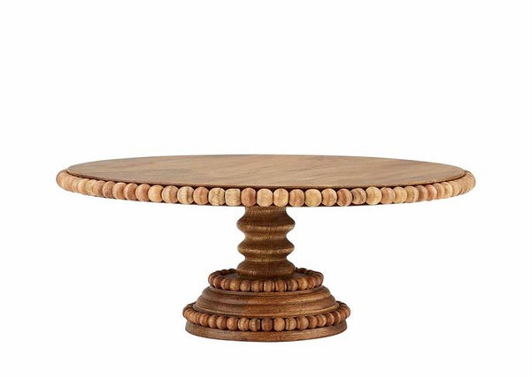 beaded wood pedestal tray
