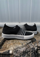 Load image into Gallery viewer, girls knit sneaker - stripe &amp; sparkle
