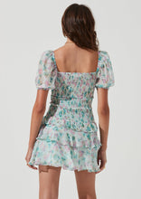 Load image into Gallery viewer, cutout floral puff sleeve mini dress
