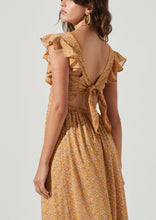 Load image into Gallery viewer, tie back button floral midi dress
