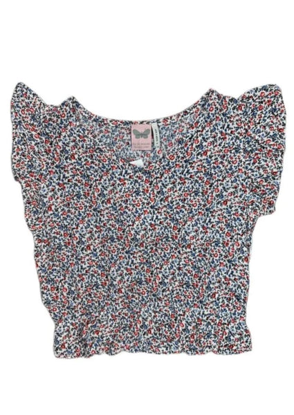 girls ruffle smock hem floral top