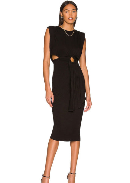 women jersey cutout peek midi dress