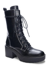 Load image into Gallery viewer, women black mid combat boot
