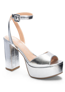 metallic silver sandal