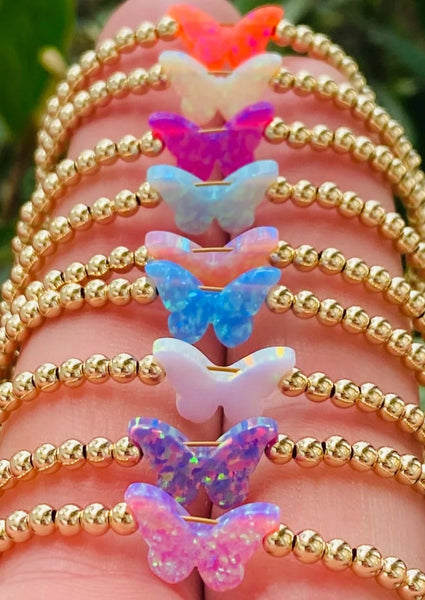 gold filled bracelet-bfly opal